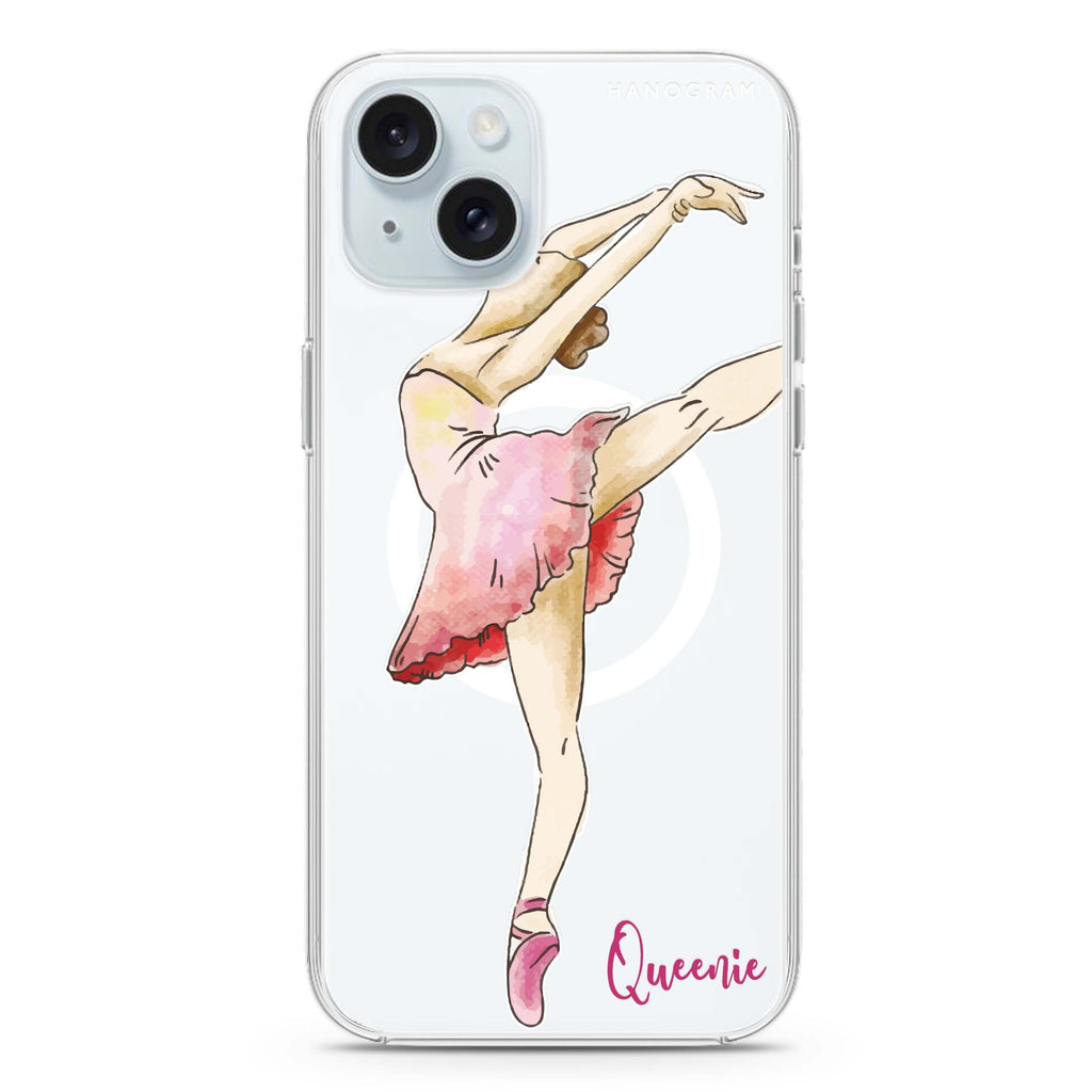 Ballet Girl iPhone 15 Magsafe 兼容水晶透明保護殼