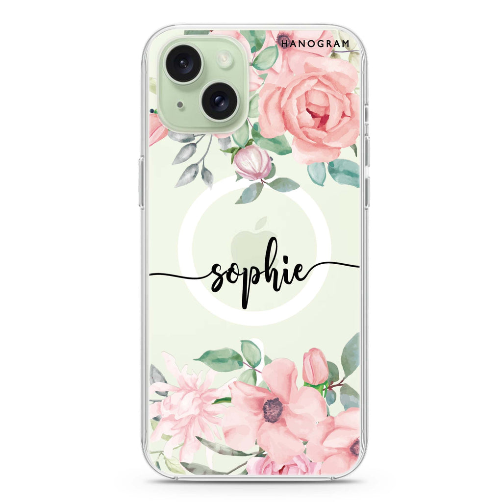 Forever Love Rose iPhone 15 Magsafe 兼容水晶透明保護殼