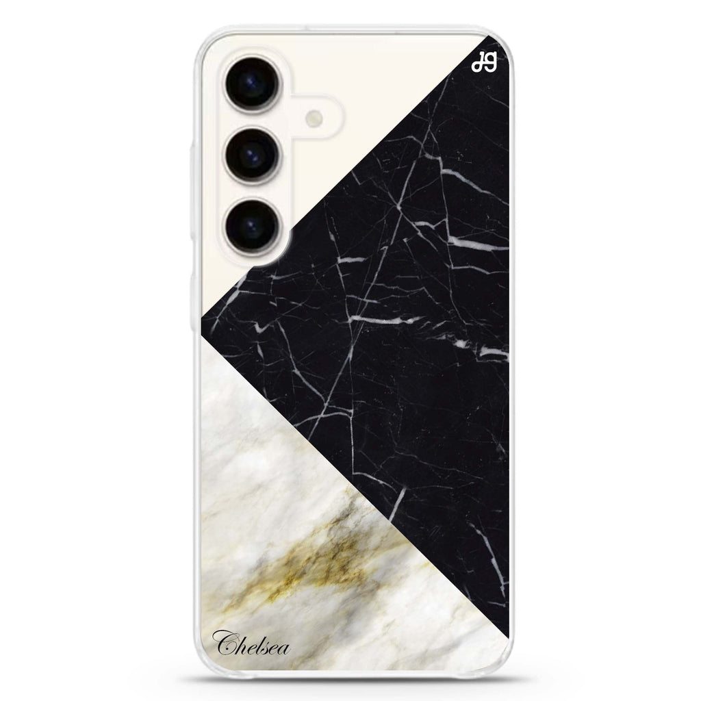 Marble Mix Samsung Galaxy S26/S25/S24 可加名字水晶透明保護殼正面展示