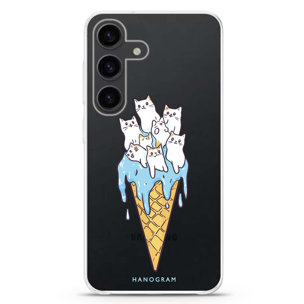 Meow Melt Samsung Galaxy S26/S25/S24 水晶透明保護殼正面展示