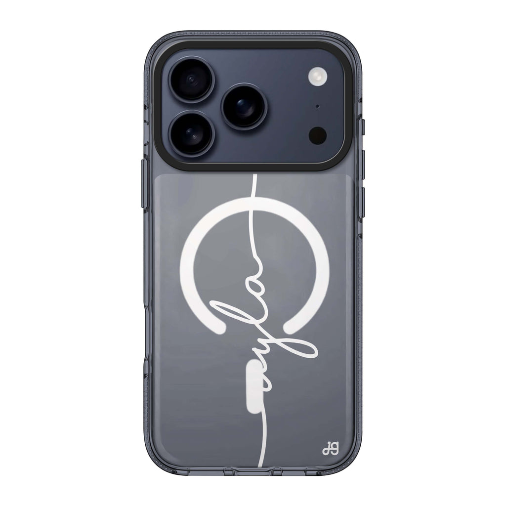 Vertical Handwritten iPhone 17 Pro Max MagSafe 水晶透明保護殼 文字設計設計 可自訂名字及字色 圖1