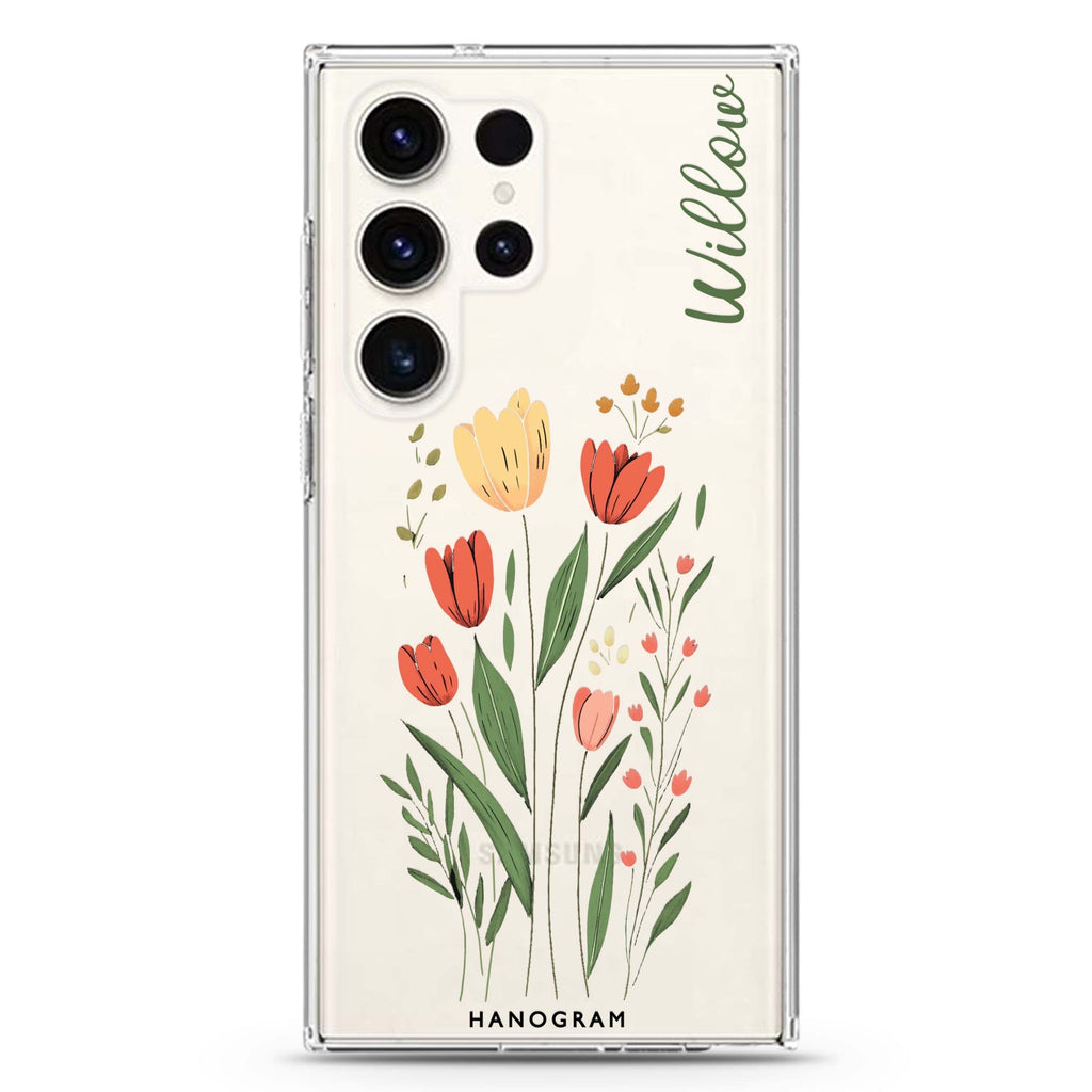 Tulip Cutouts Samsung Galaxy Ultra 可加名字透明保護殼，適用 S26/S25/S24/S23 Ultra，圖1