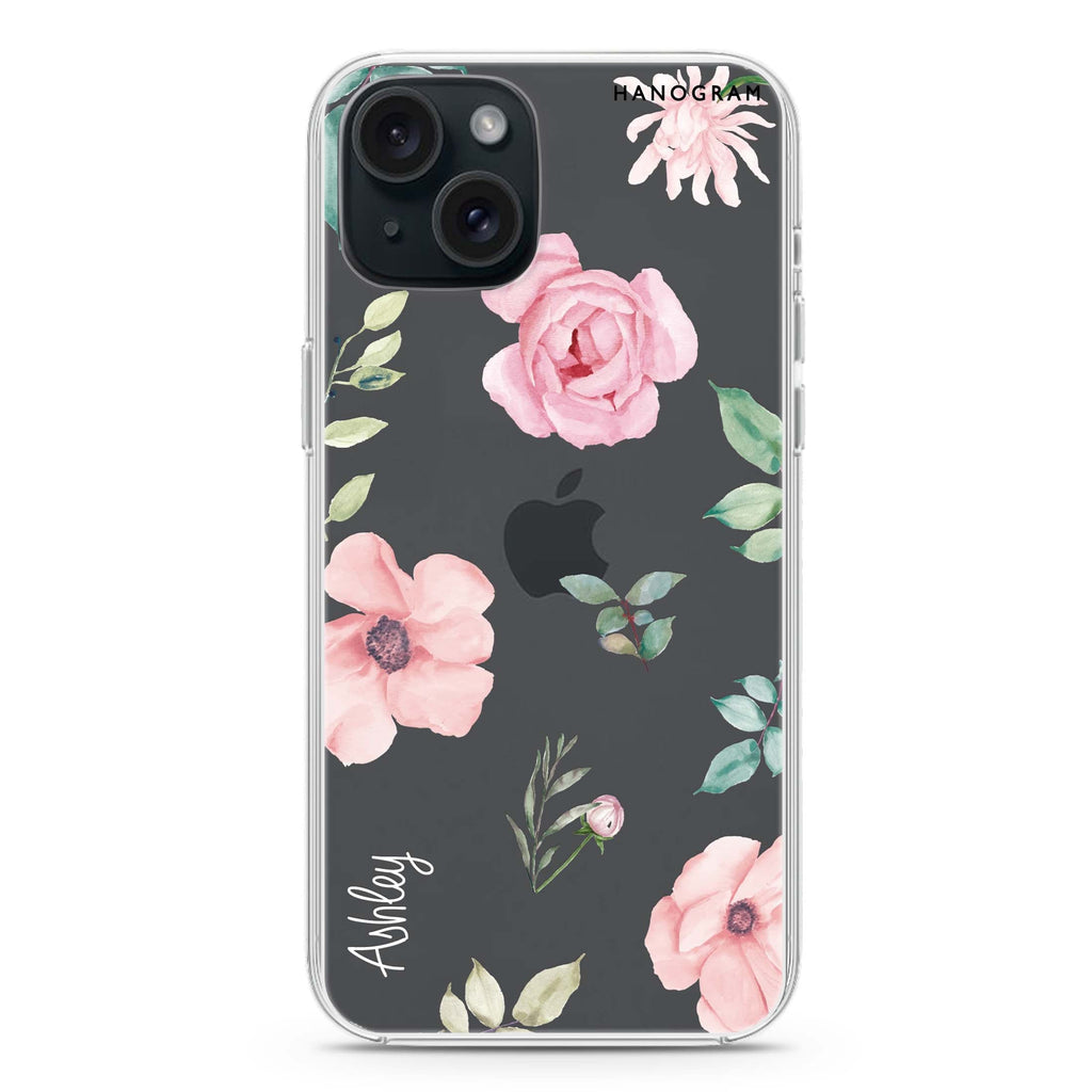 Rose Flower iPhone 15 plus 水晶透明保護殼