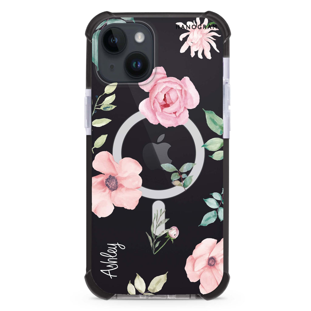 Rose Flower iPhone 15 Plus Magsafe 兼容超強防摔保護殼