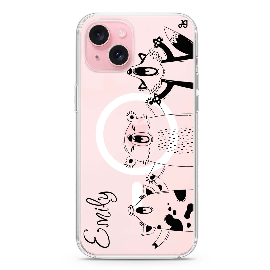 Funny Animals iPhone 15 Plus Magsafe 兼容水晶透明保護殼