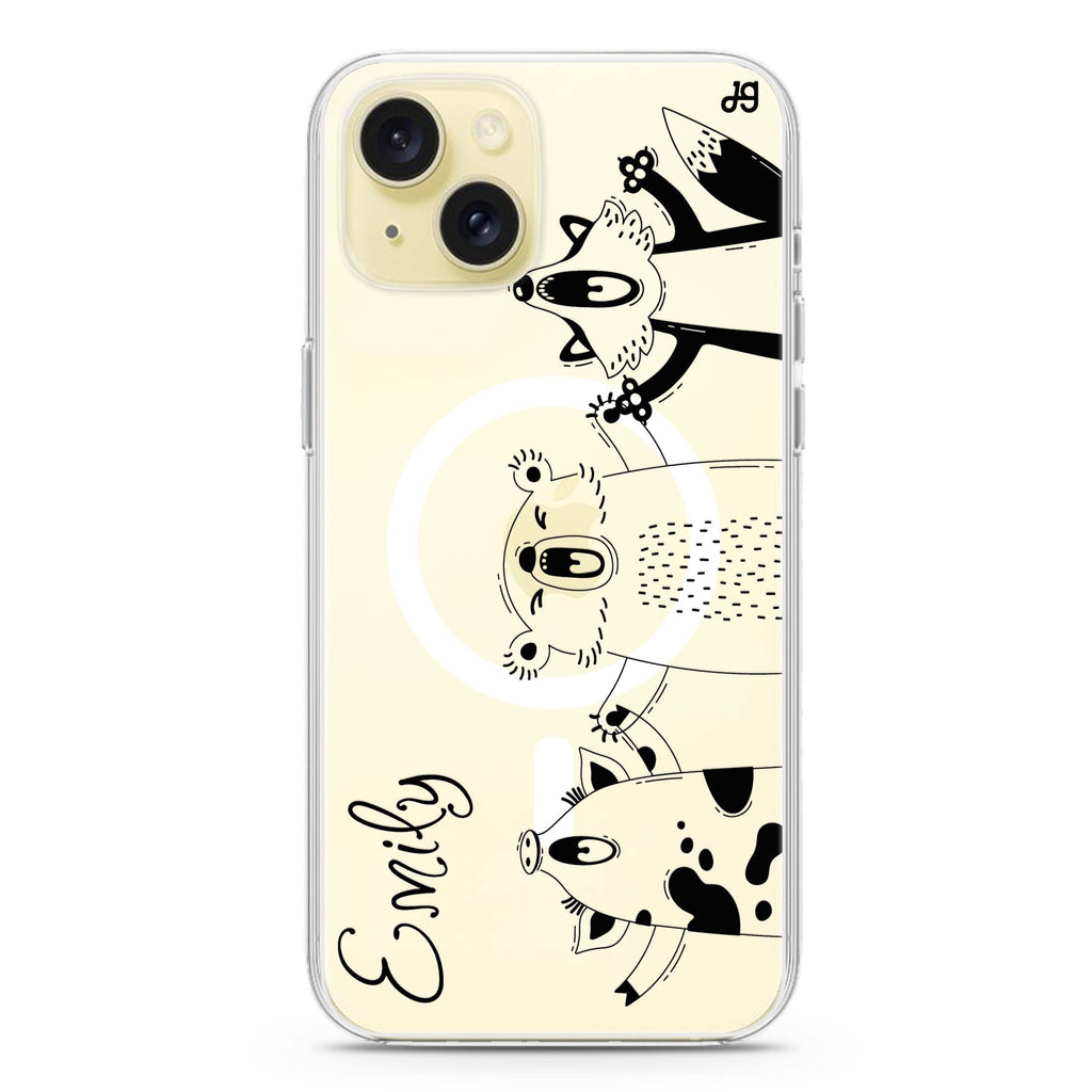 Funny Animals iPhone 15 Magsafe 兼容水晶透明保護殼