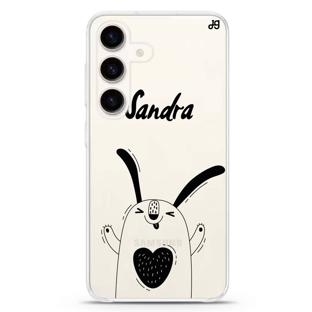 Happiness Pet Samsung Galaxy S26/S25/S24 可加名字水晶透明保護殼正面展示