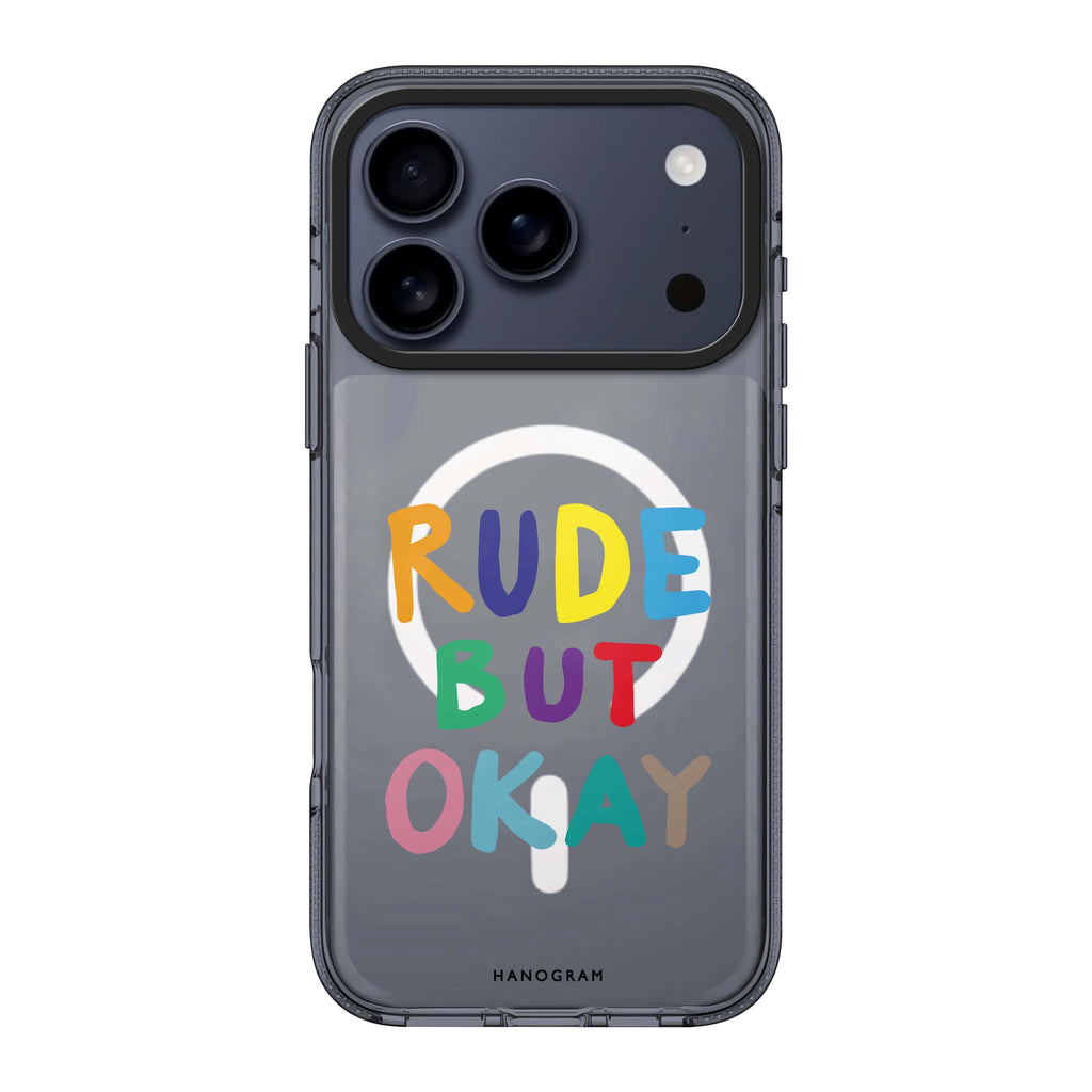 Rude but OKAY iPhone 17 Pro Max MagSafe 水晶透明保護殼 文字設計設計 圖1