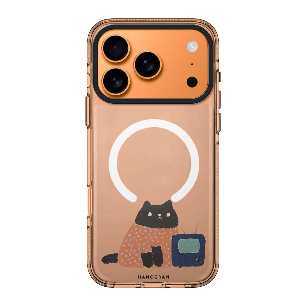 Whiskerflix Night iPhone 17 Pro Max MagSafe 水晶透明保護殼 動物圖案設計 圖1