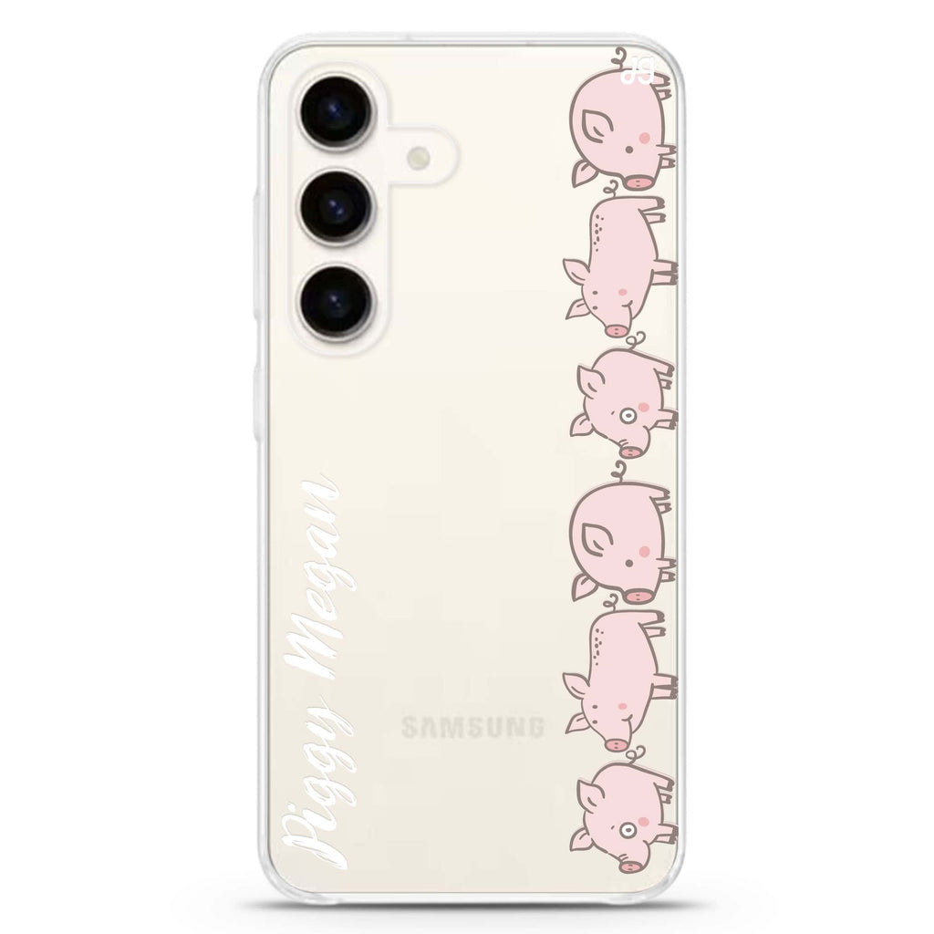Piggy Corps Samsung Galaxy S26/S25/S24 可加名字水晶透明保護殼正面展示