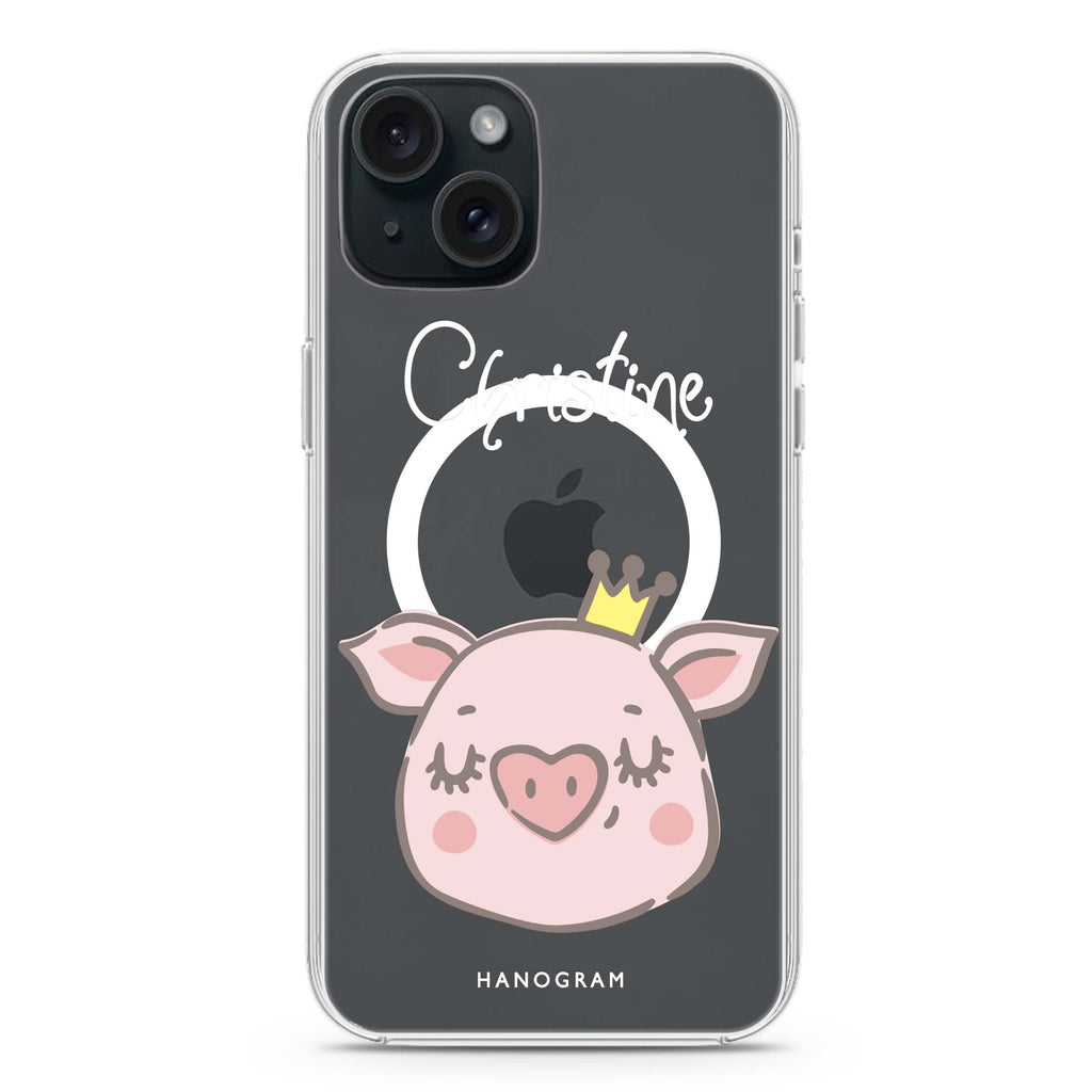 Piggy Queen iPhone 15 Magsafe 兼容水晶透明保護殼