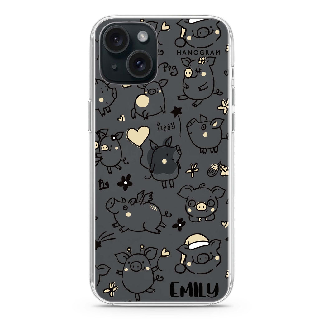 Lovely Piggy iPhone 15 水晶透明保護殼
