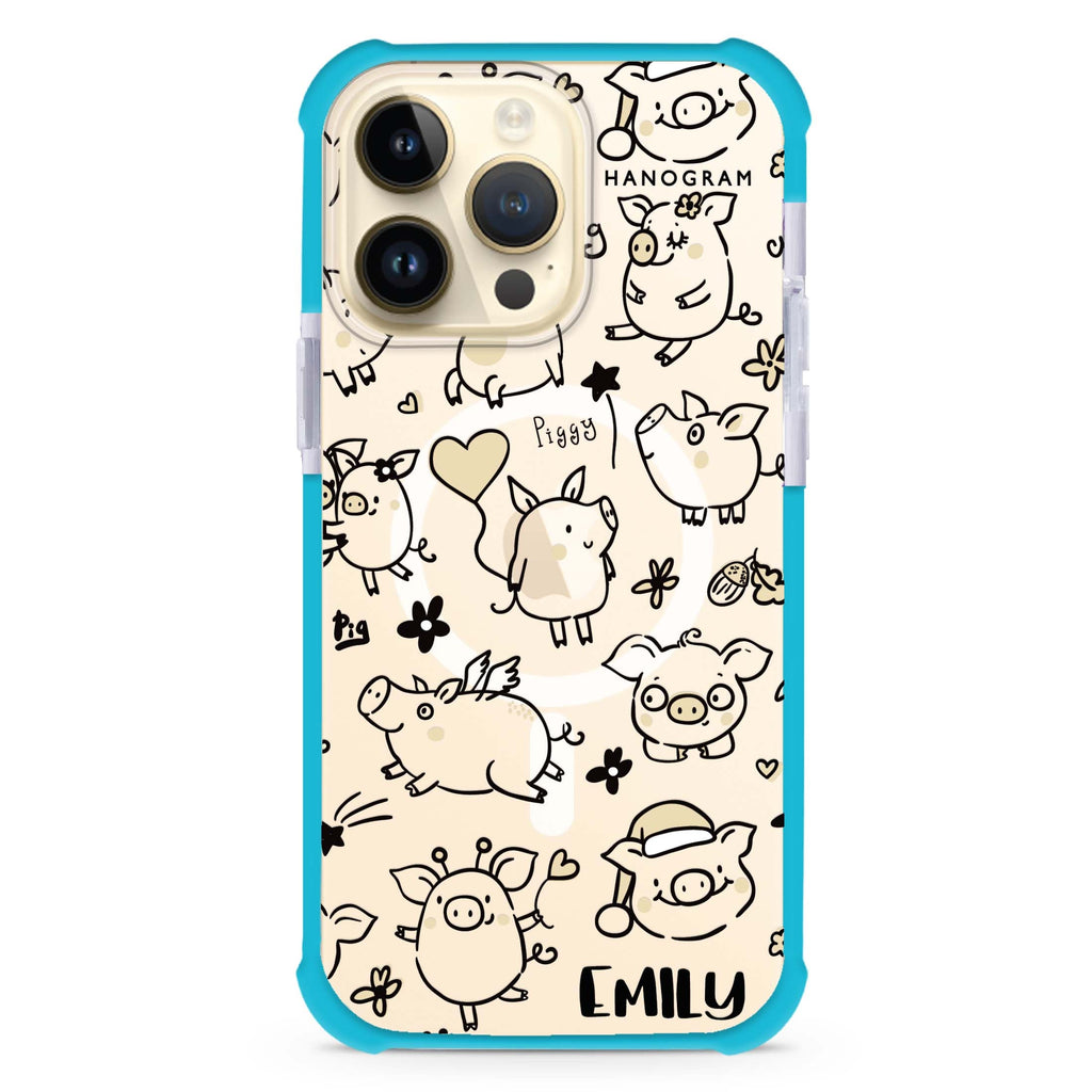 Lovely Piggy iPhone Magsafe 兼容超強防摔保護殼