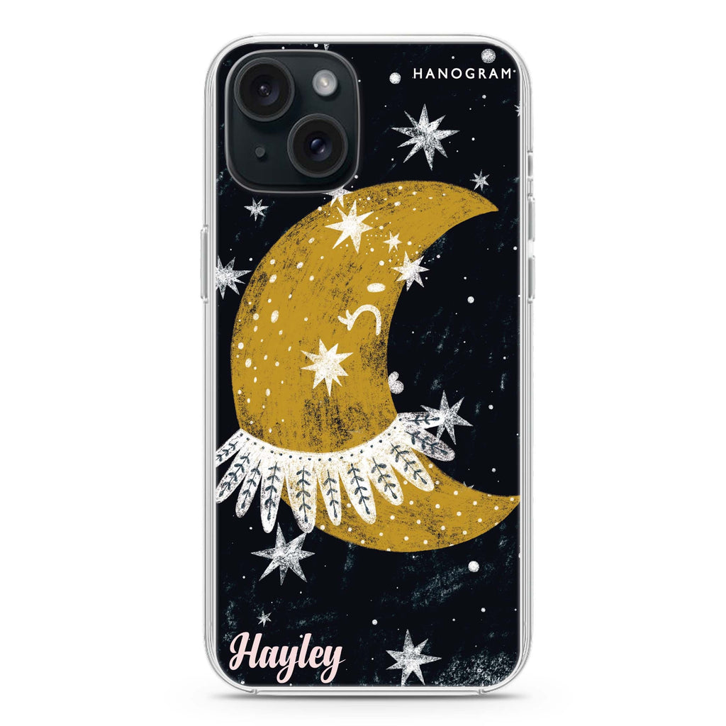 Cute Half Moon iPhone 15 plus 水晶透明保護殼