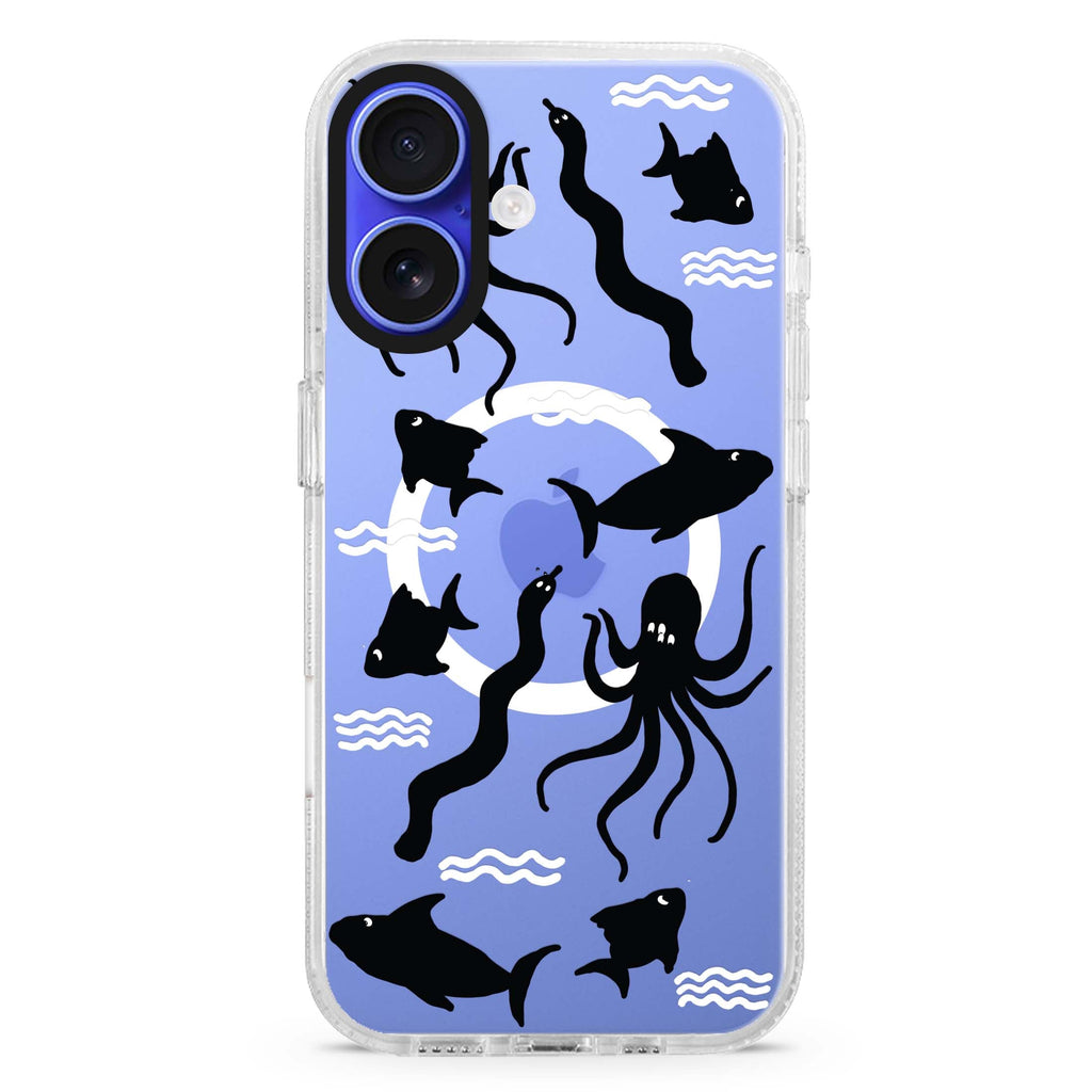 Water, Ocean and Sea Animals Magsafe 兼容水晶透明保護殼
