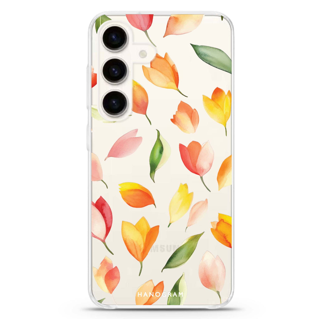 Tulip Rain Samsung Galaxy S26/S25/S24 水晶透明保護殼正面展示