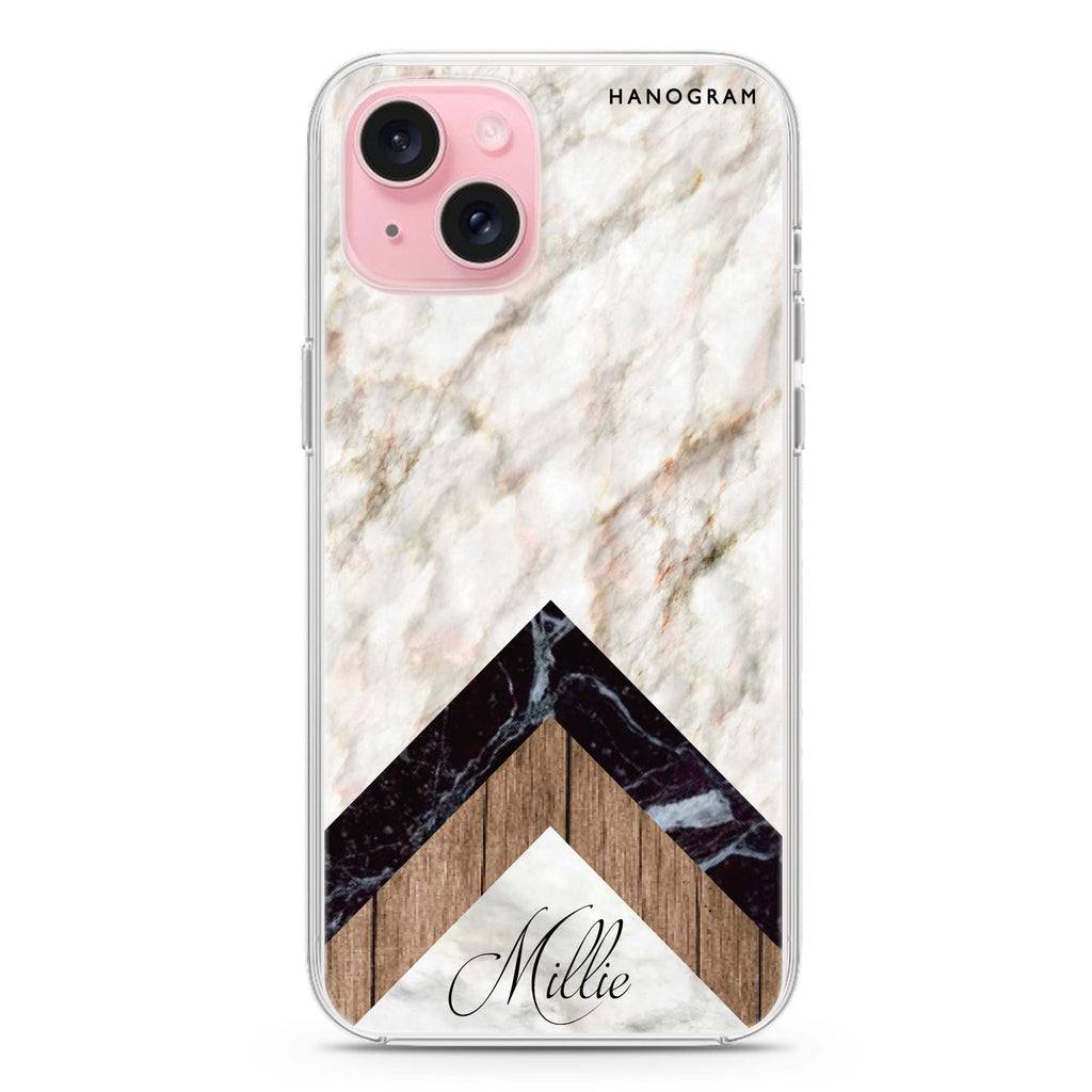 Marble & Wood iPhone 15 Magsafe 兼容水晶透明保護殼