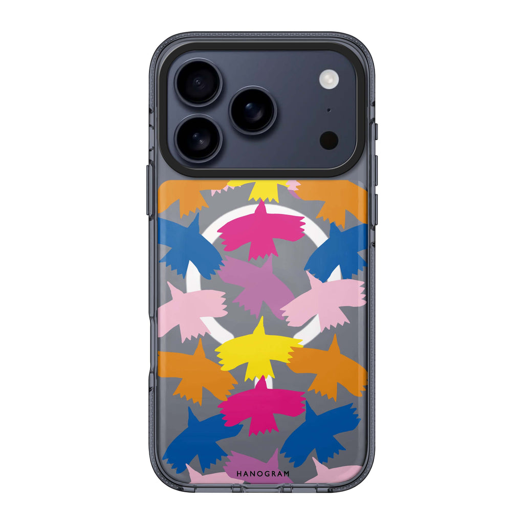 Colourful Birds iPhone 17 Pro Max MagSafe 水晶透明保護殼 鳥圖案設計 圖1