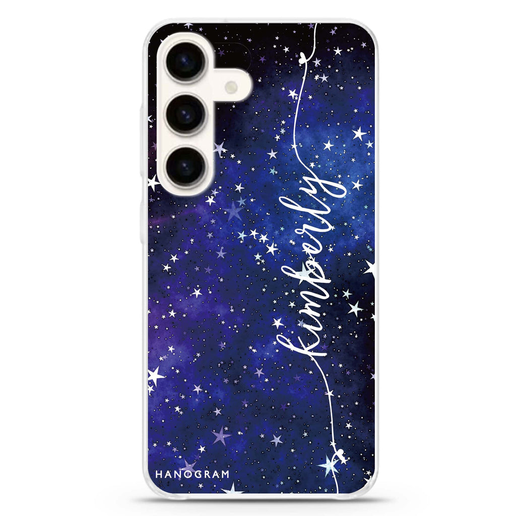 Stardust Samsung Galaxy S26/S25/S24 可加名字水晶透明保護殼正面展示