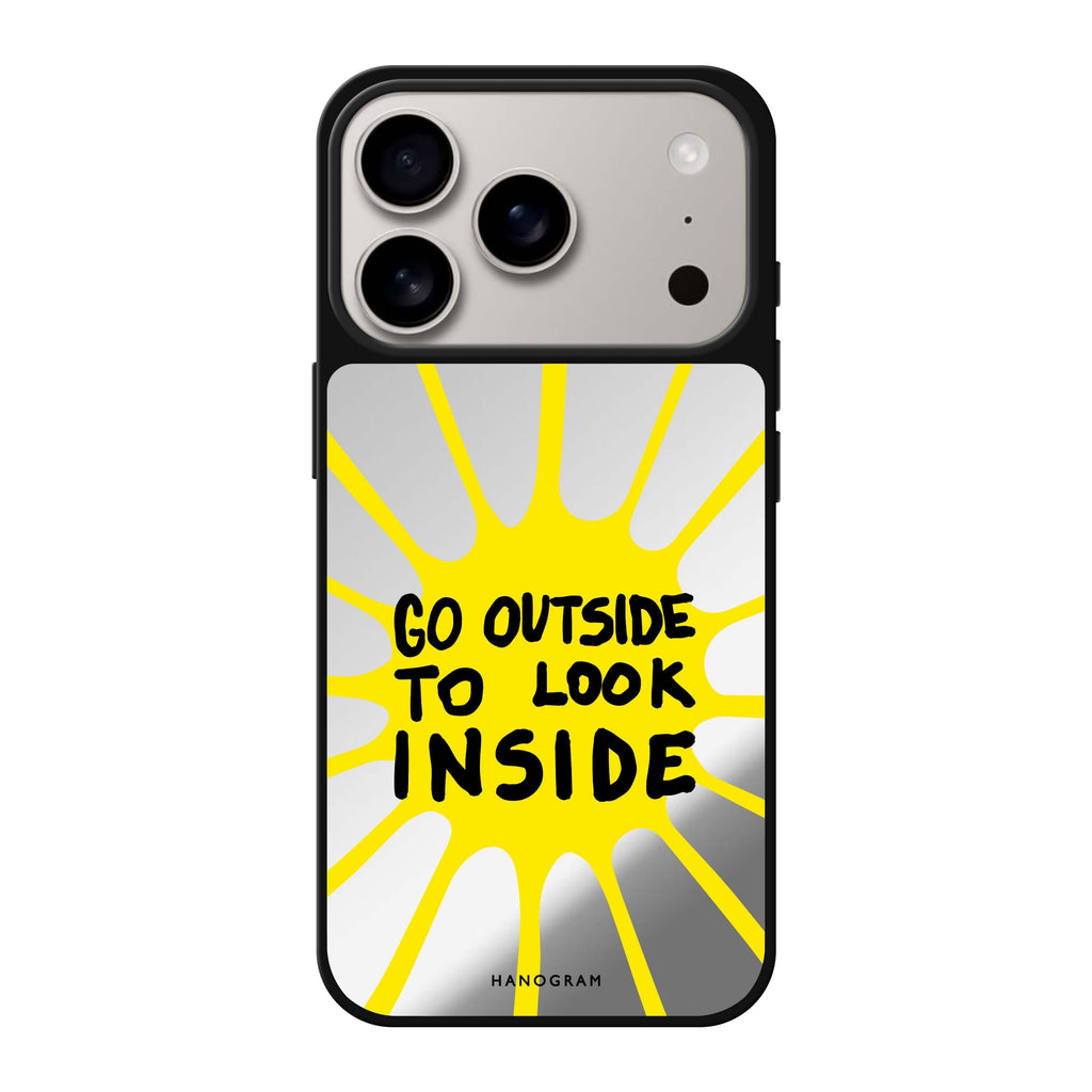 Go Outside to Look INSIDE shine 文字 iPhone 17 Pro Max 鏡面手機殼主圖