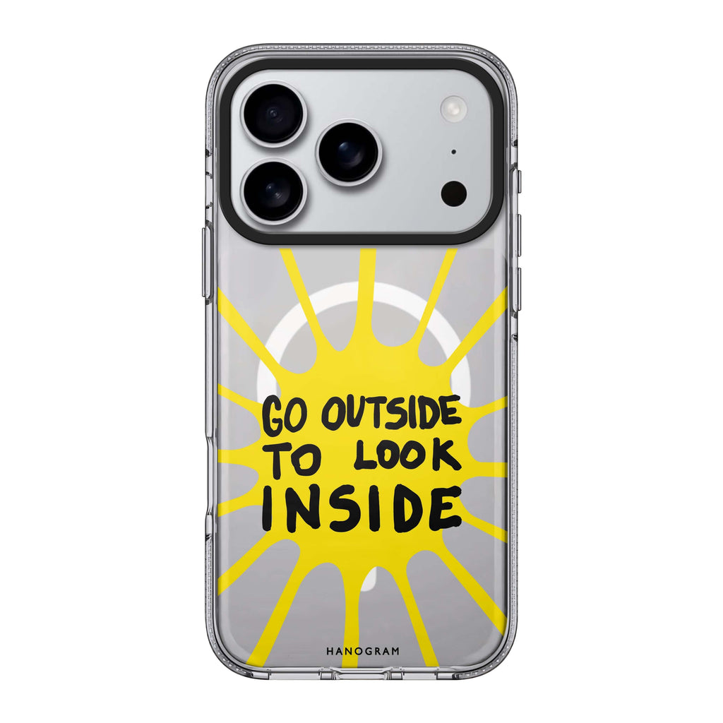 Go Outside to Look INSIDE shine iPhone 17 Pro Max MagSafe 水晶透明保護殼 文字設計設計 圖1