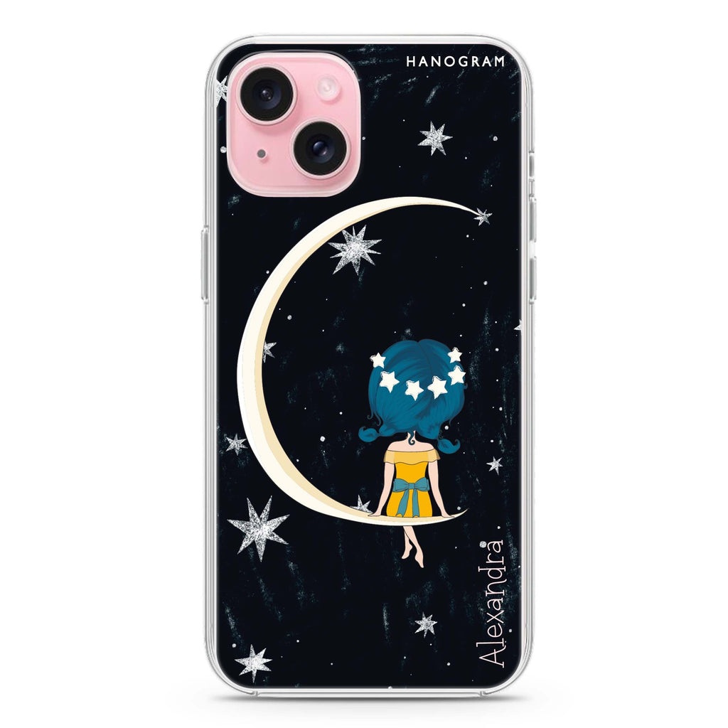 Cute Girl Moon iPhone 15 plus 水晶透明保護殼