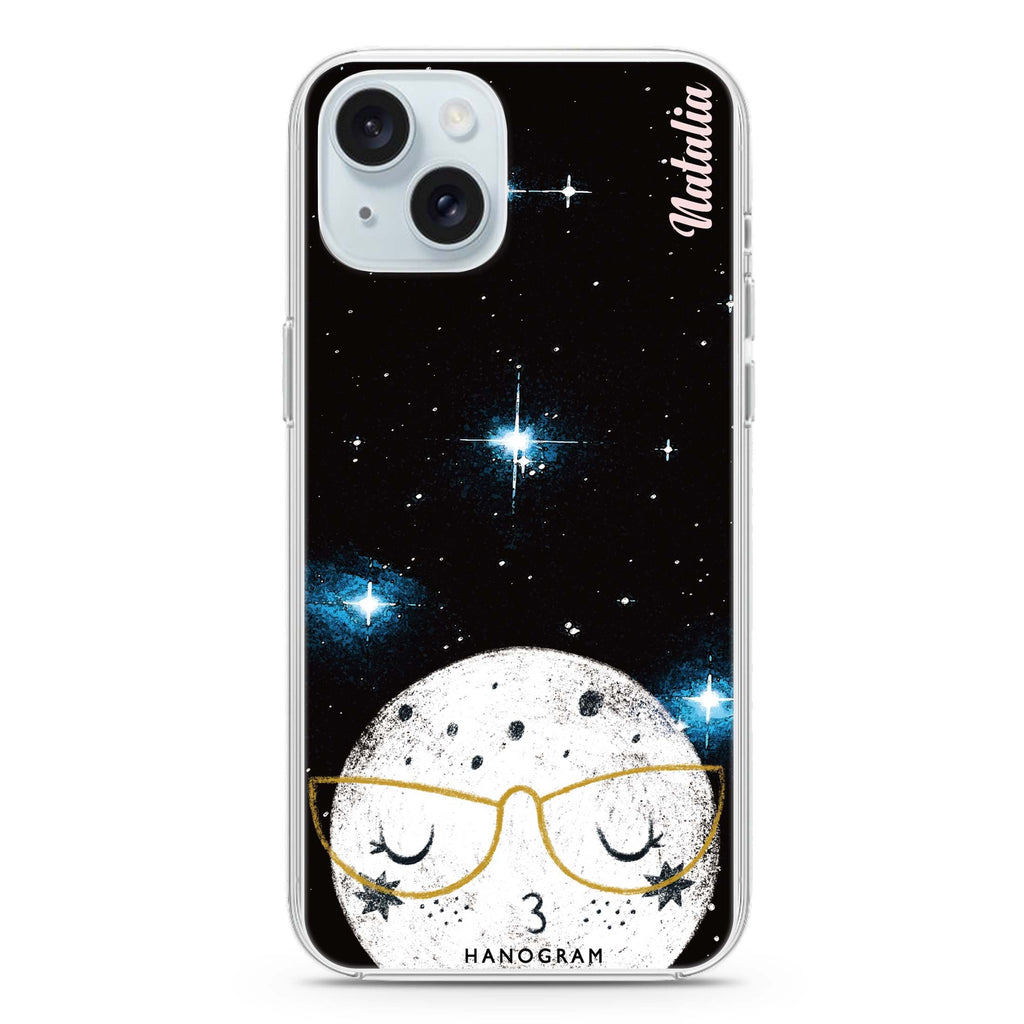 Glasses Moon iPhone 15 Plus Magsafe 兼容水晶透明保護殼
