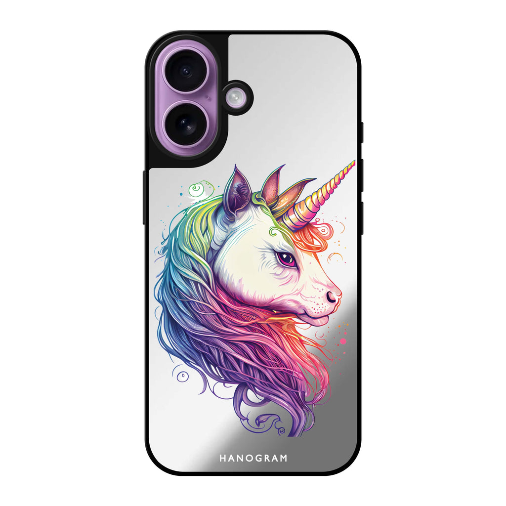 Reflective iPhone 16 Mirror Case –A unicorn Design