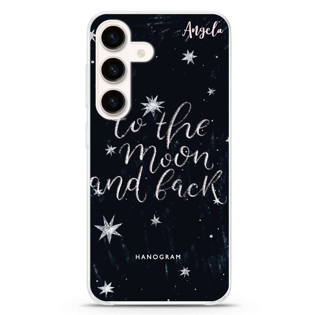 To the moon and back Samsung Galaxy S26/S25/S24 可加名字水晶透明保護殼正面展示
