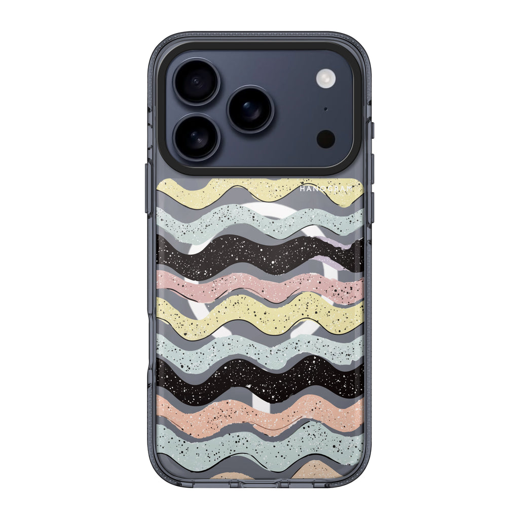 Glitter Wave Doodles iPhone 17 Pro Max MagSafe 水晶透明保護殼 海浪圖案設計 圖1