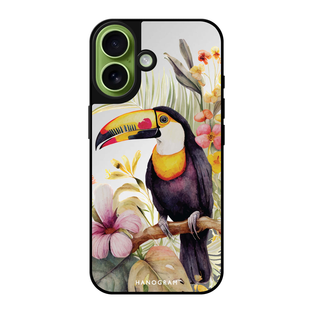 Reflective iPhone 16 Mirror Case –Tropical bird Design