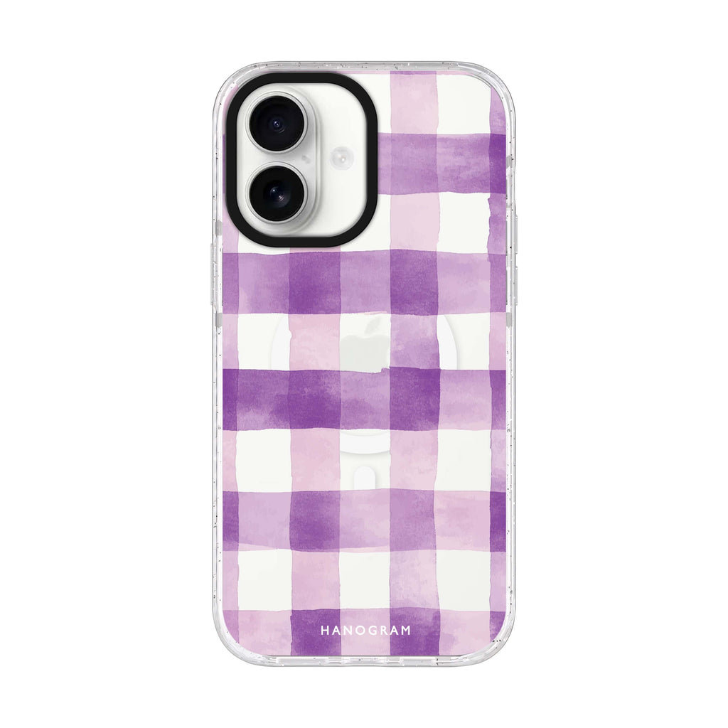 Lavender Checks iPhone 17 水晶透明保護殼正面展示