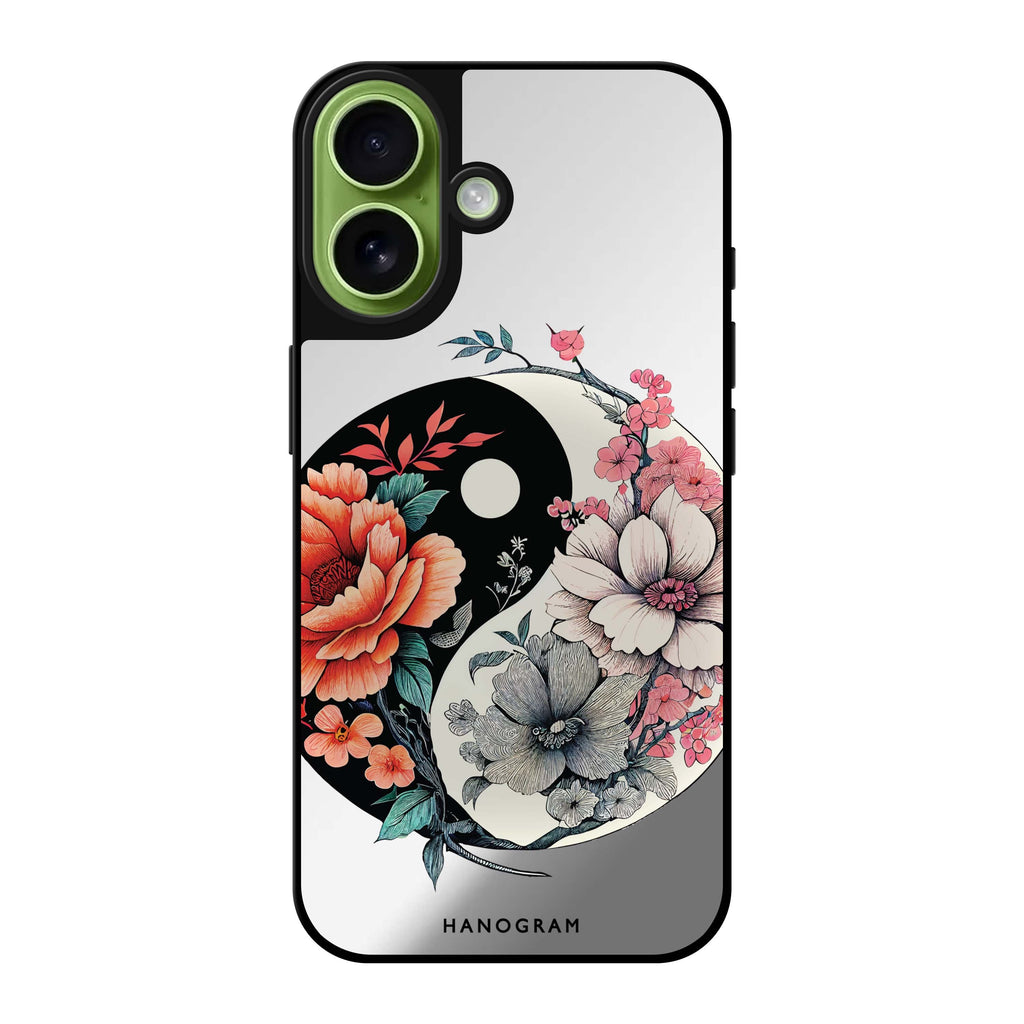 Reflective iPhone 16 Mirror Case –Floral & Tai Chi Design