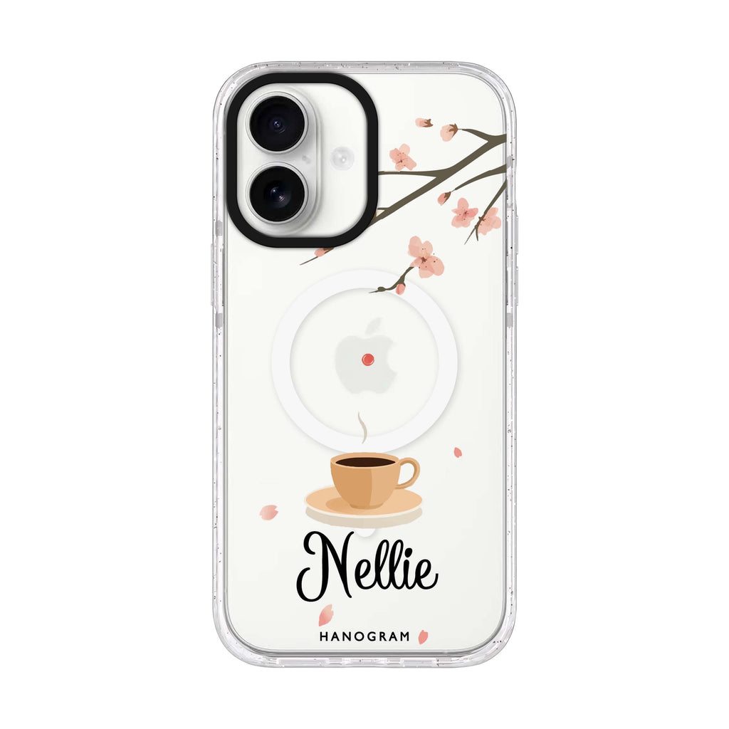 Quiet Bloom iPhone 17 水晶透明保護殼正面展示