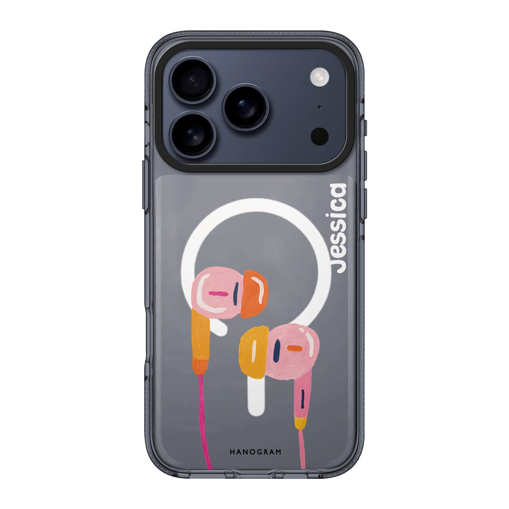 Pastel Beats iPhone 17 Pro Max MagSafe 水晶透明保護殼 插畫圖案設計 可自訂名字及字色 圖1