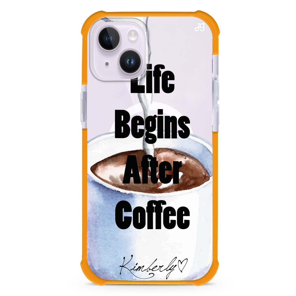 Life begins after coffee iPhone 15 Plus Magsafe 兼容超強防摔保護殼