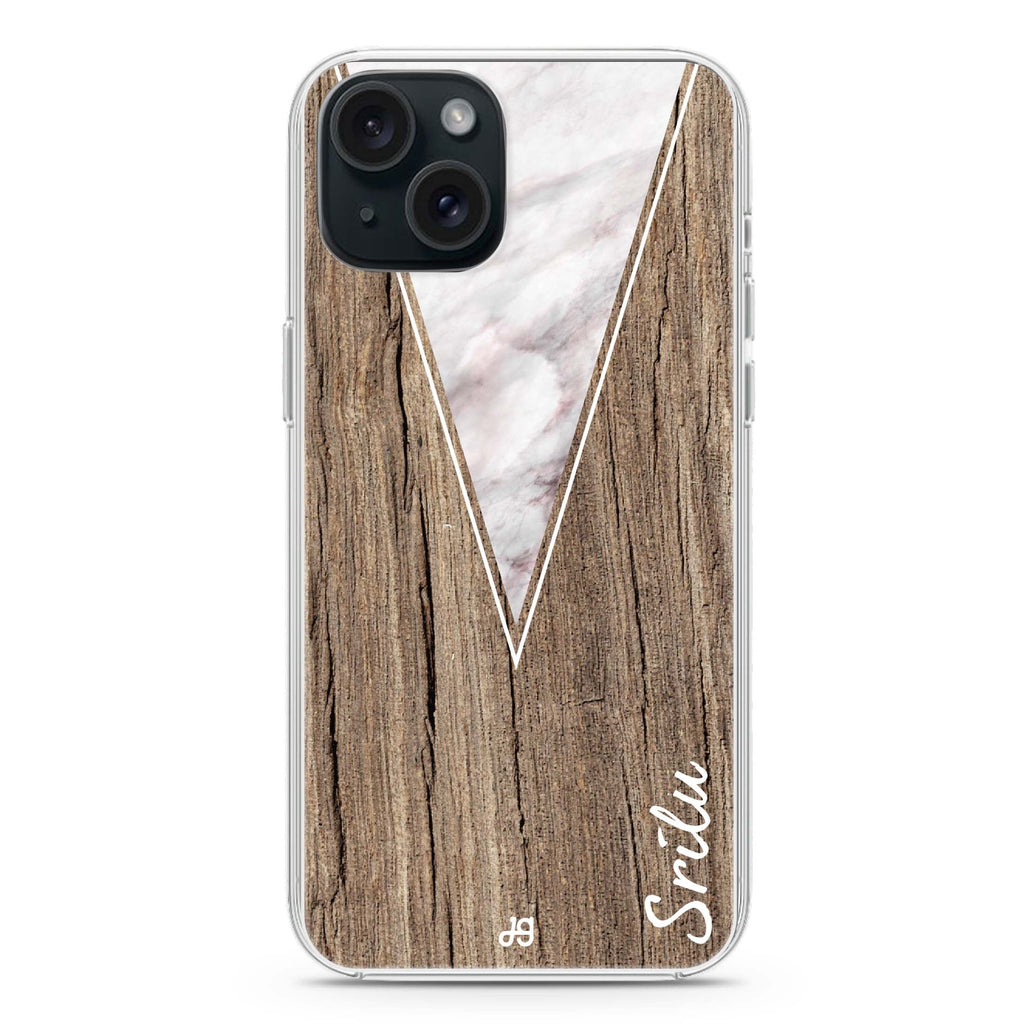 Marble & Wood II iPhone 15 Magsafe 兼容水晶透明保護殼