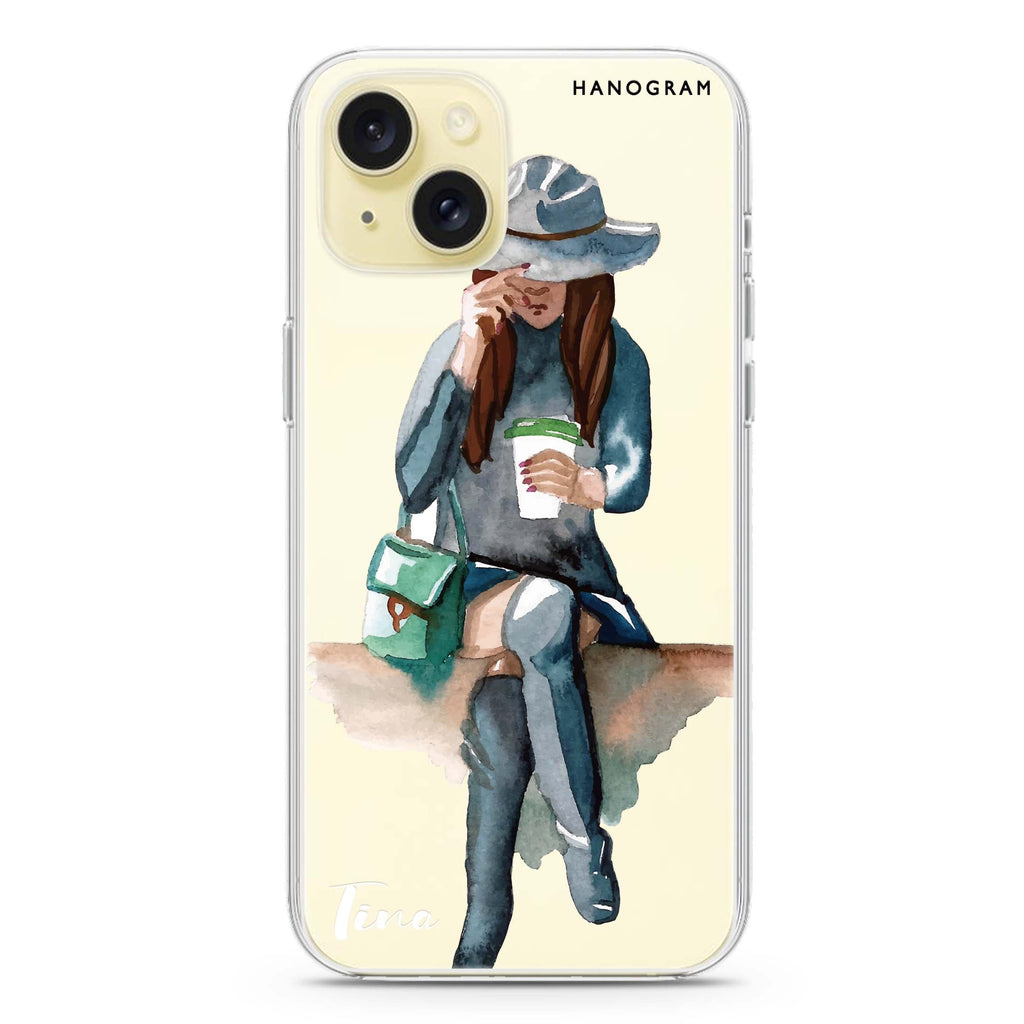 Coffee Girl iPhone 15 水晶透明保護殼