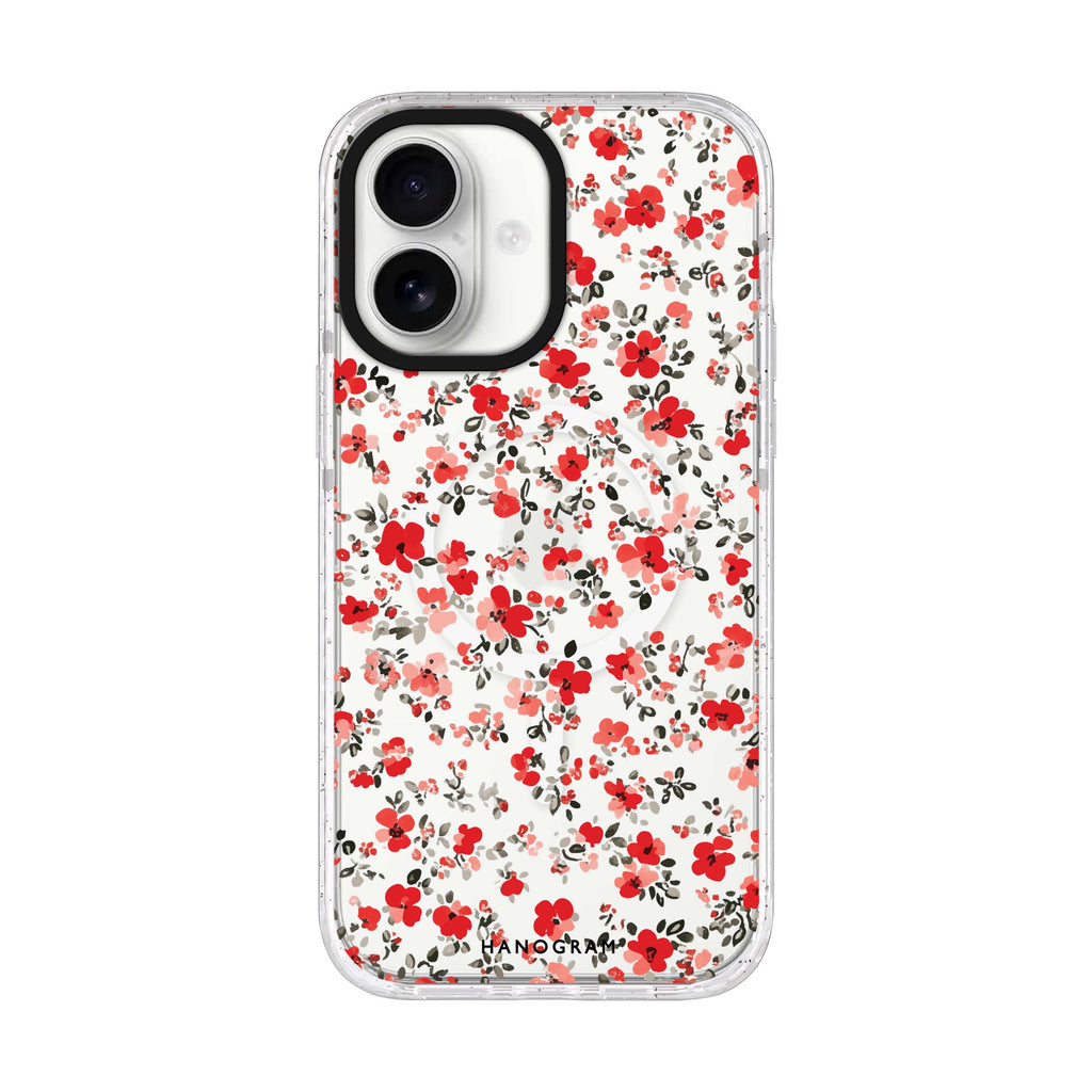 Tiny Bloom iPhone 17 水晶透明保護殼正面展示