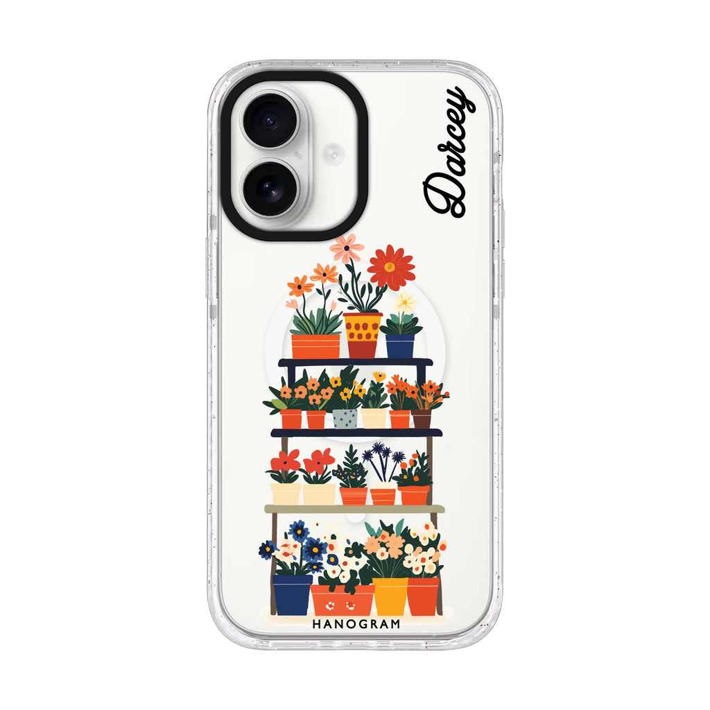 Flora Stack iPhone 17 水晶透明保護殼正面展示