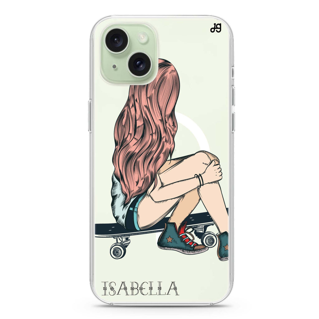 Skater Girl iPhone 15 Plus Magsafe 兼容水晶透明保護殼