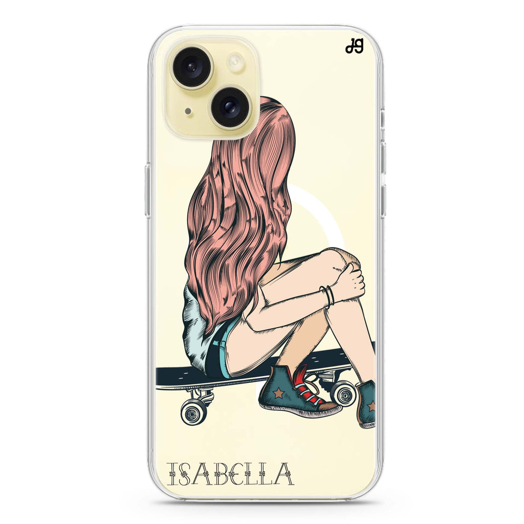 Skater Girl iPhone 15 Magsafe 兼容水晶透明保護殼