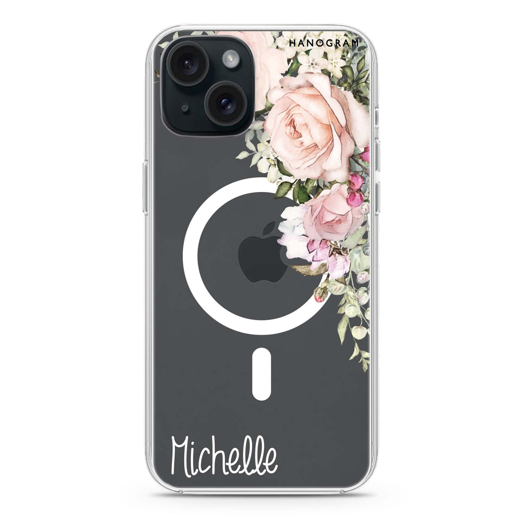 Elegant Rose I iPhone 15 Plus Magsafe 兼容水晶透明保護殼