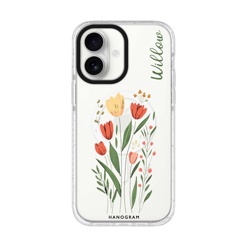 Tulip Cutouts iPhone 17 水晶透明保護殼正面展示