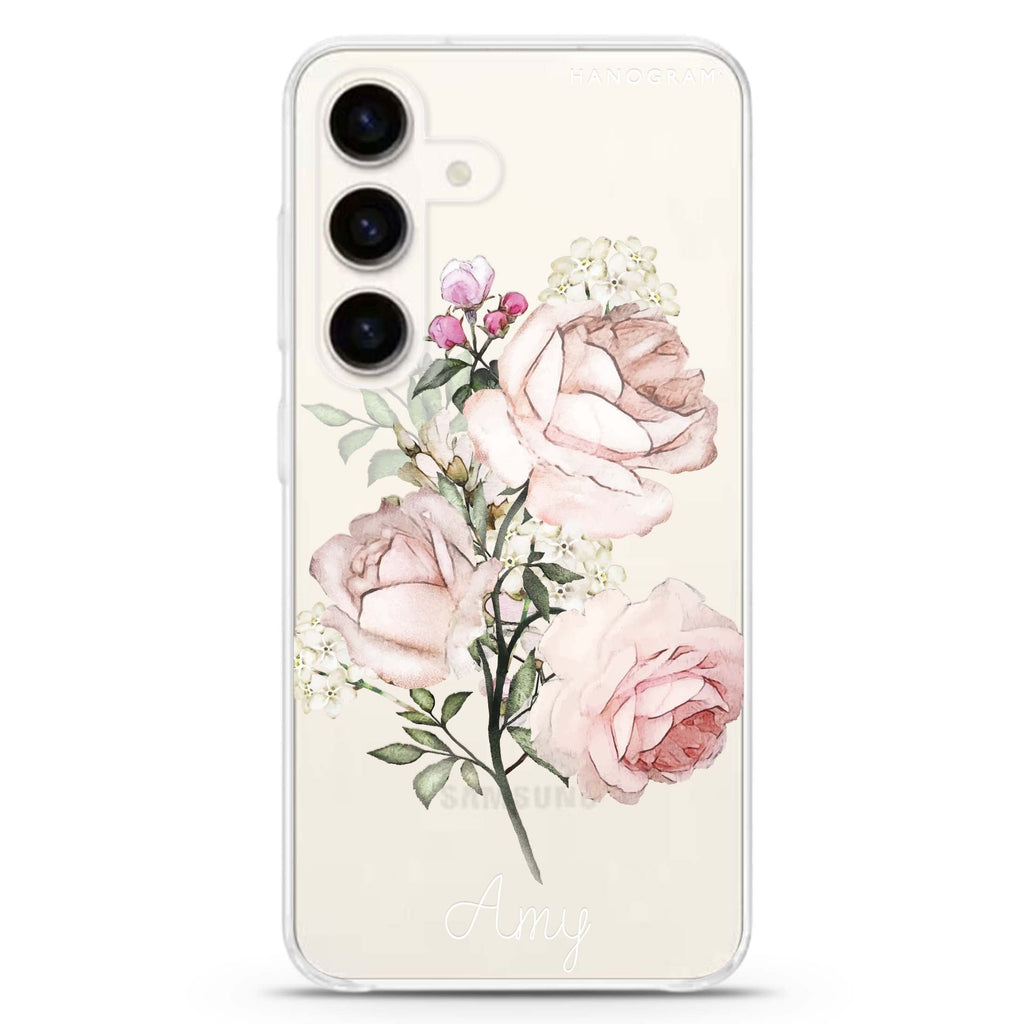 Elegant Rose II Samsung Galaxy S26/S25/S24 可加名字水晶透明保護殼正面展示