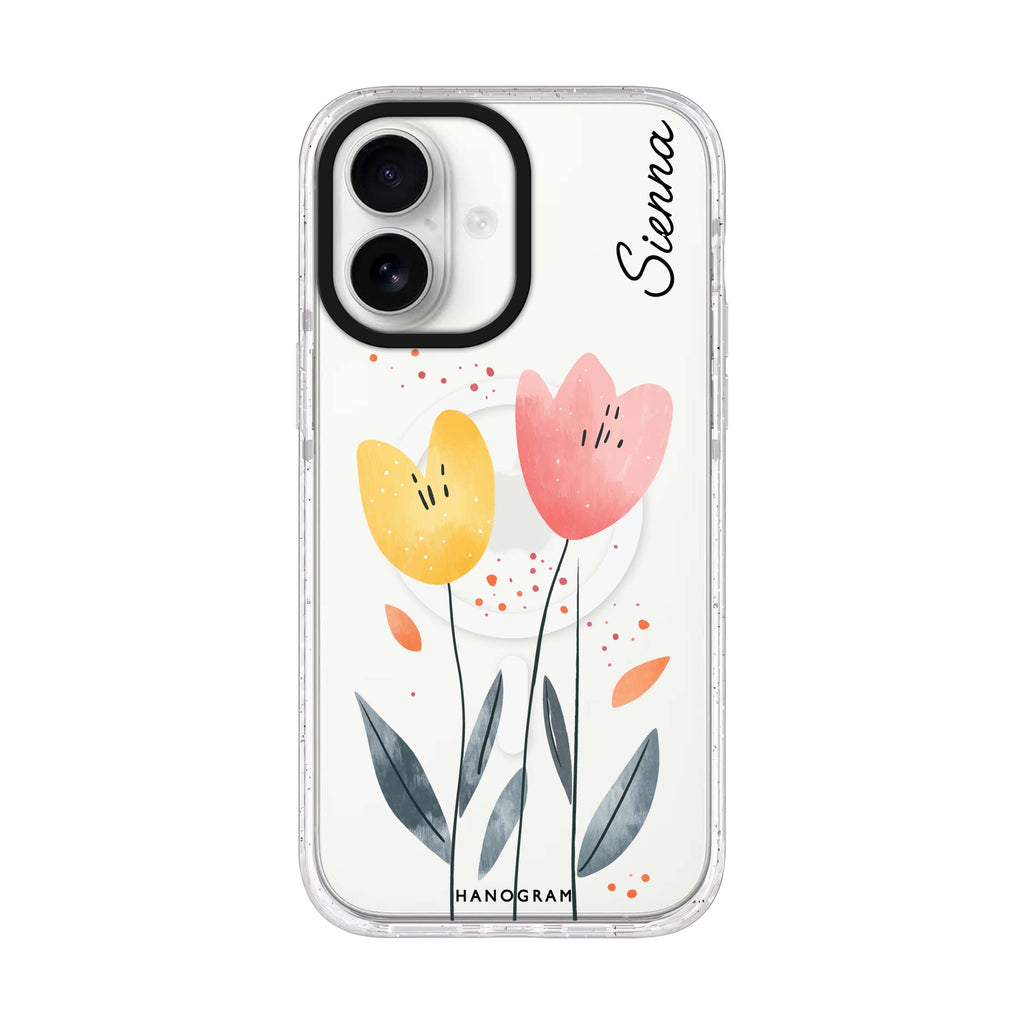 Tulip Twins iPhone 17 水晶透明保護殼正面展示