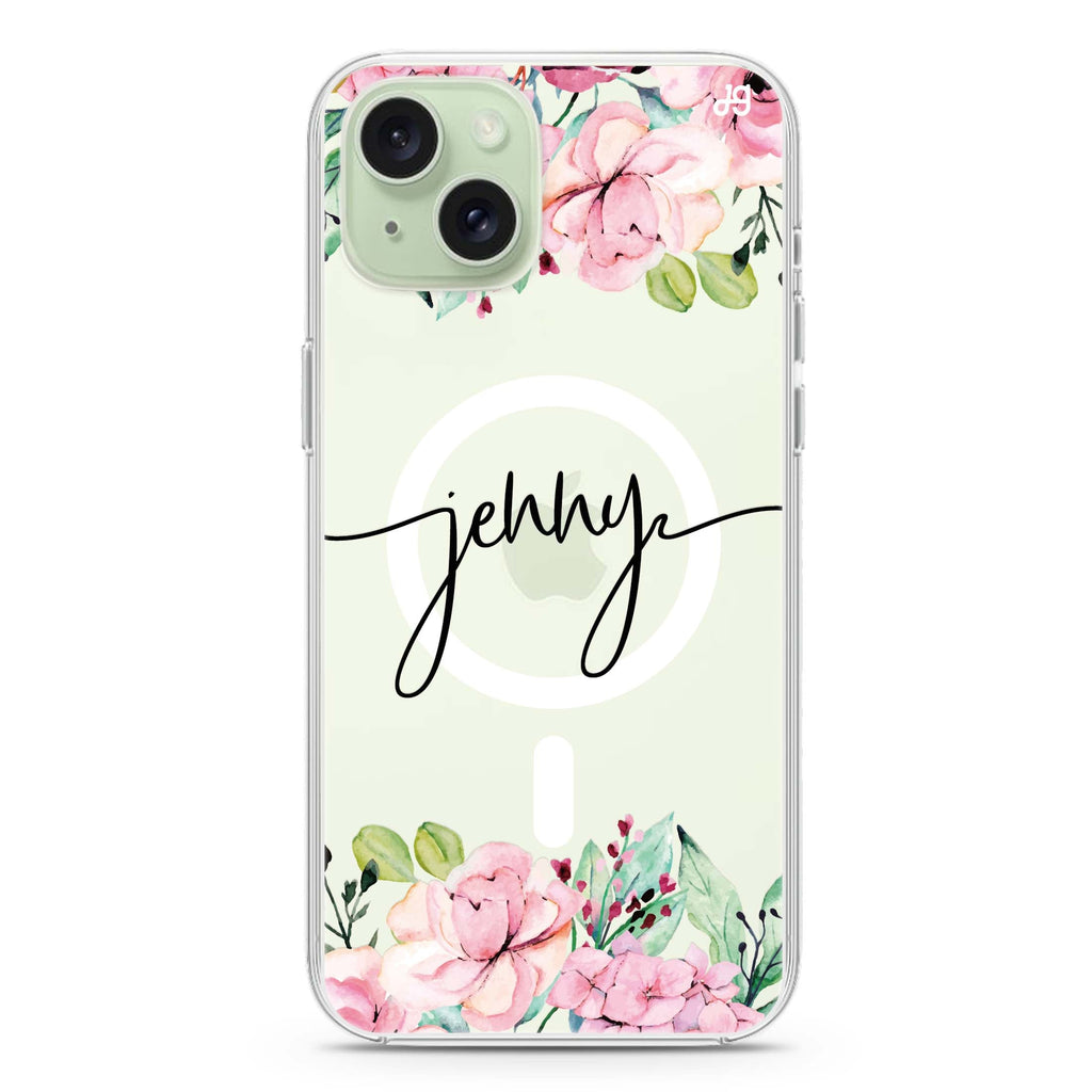 Floral Dream I iPhone 15 Plus Magsafe 兼容水晶透明保護殼