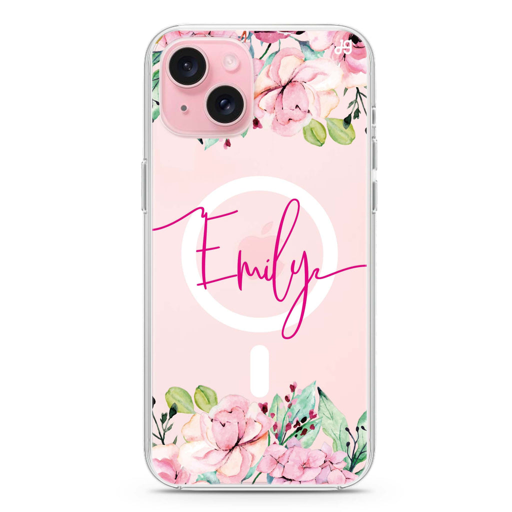 Floral Dream I iPhone 15 Magsafe 兼容水晶透明保護殼