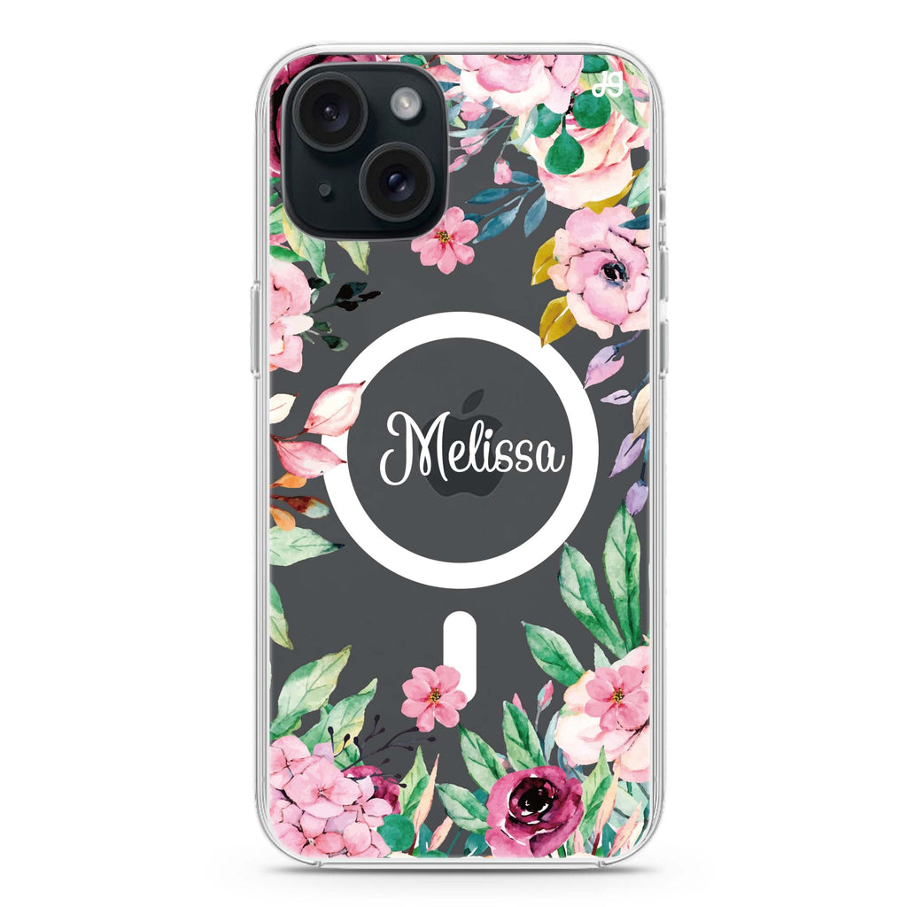 Floral Dream II iPhone 15 Magsafe 兼容水晶透明保護殼