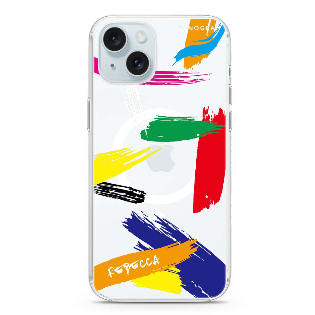 Brush Paint iPhone 15 Magsafe 兼容水晶透明保護殼